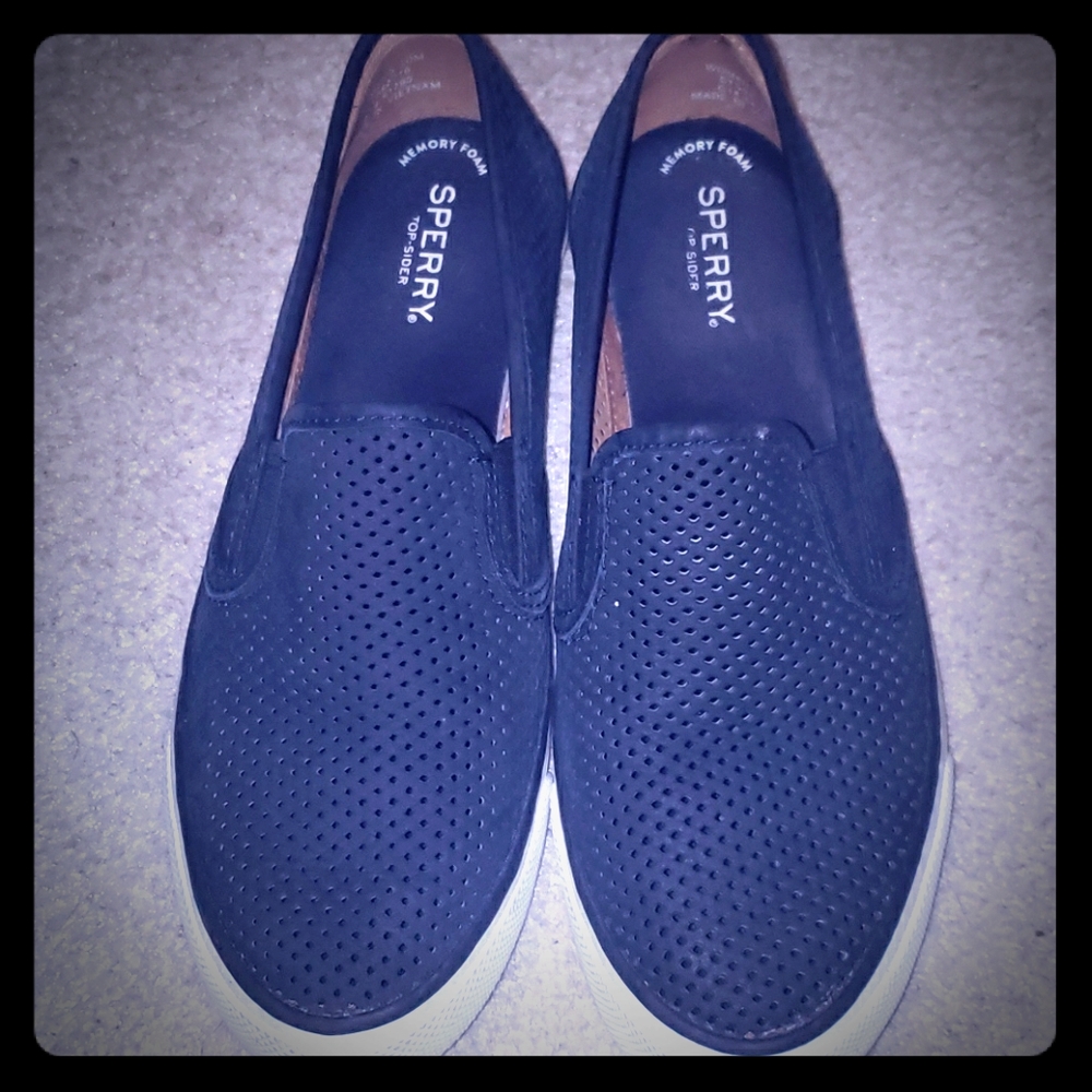 Navy Sperry Slip ons